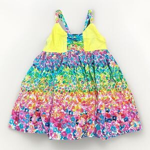 Quinn's Closet Size 4T Floral Rainbow Yellow Dress Sleeveless 100% Cotton